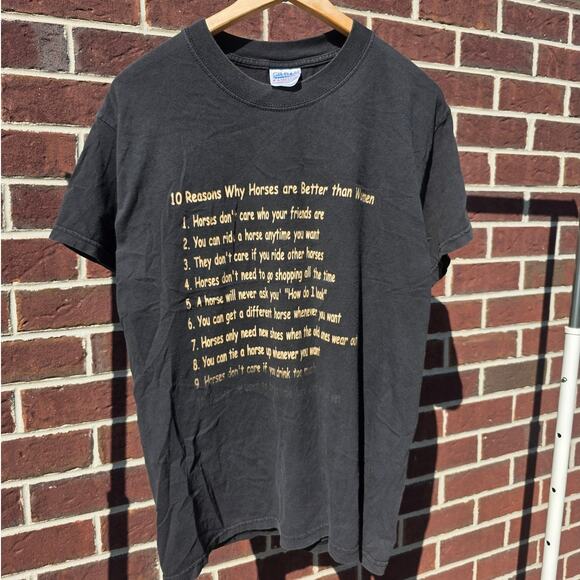 "10 Reasons Why Horses are Better than Women" Vintage T-Shirt - Picture 1 of 3
